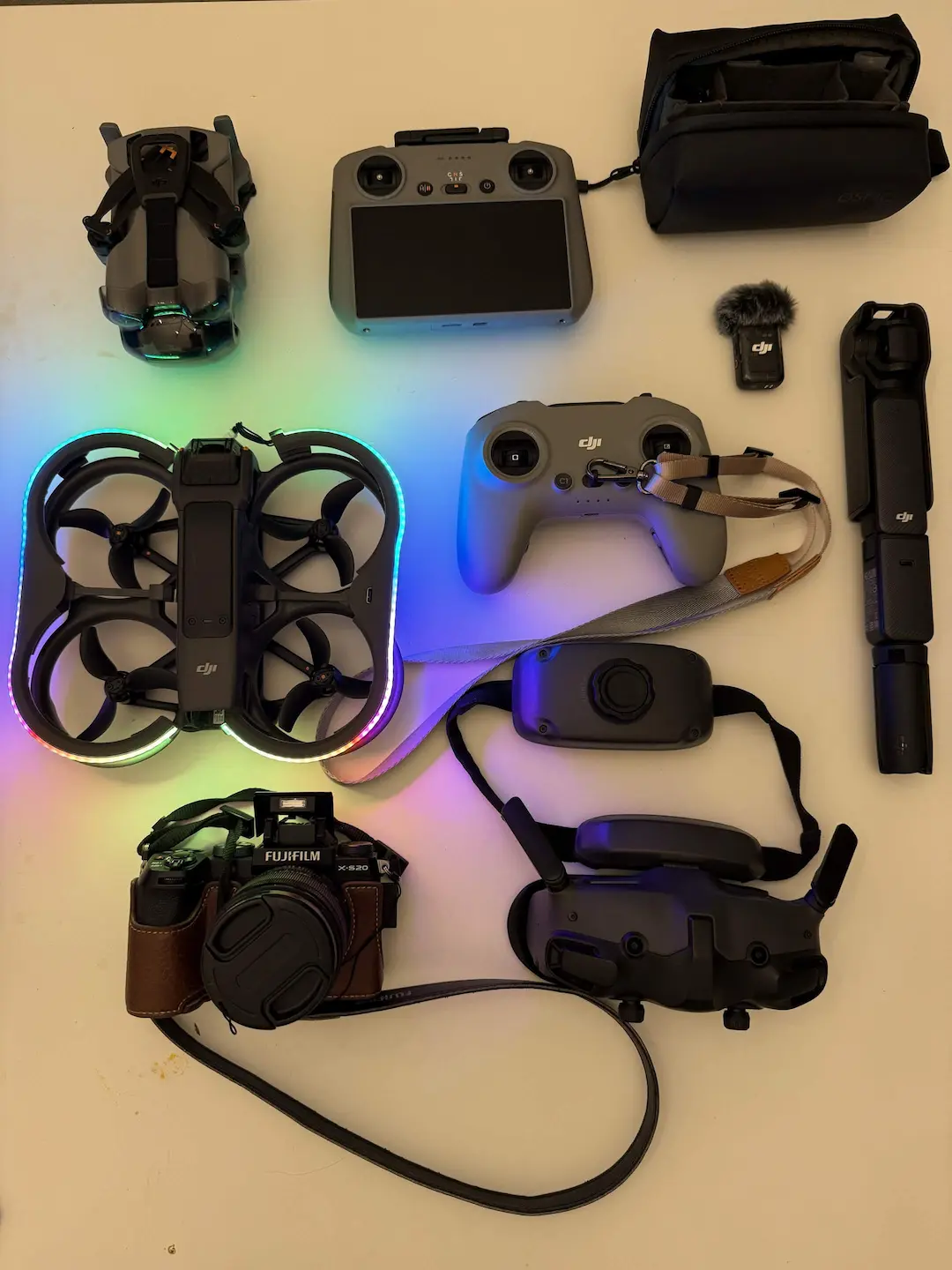 Drone operator setting up equipment before a shoot